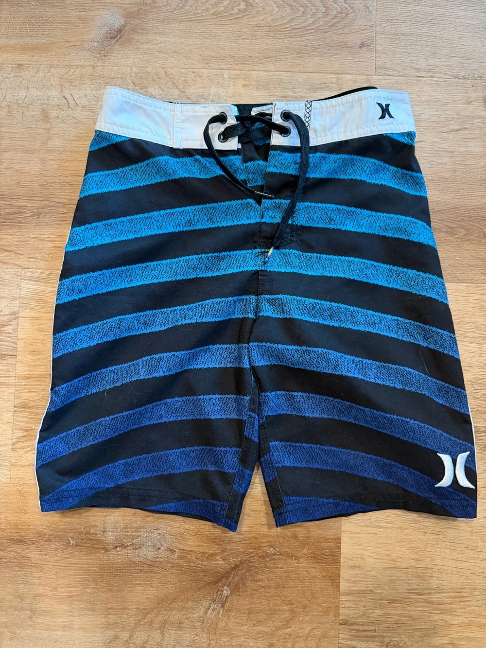 Hurley Blue and Black Striped Kids Boardshorts Swimsuit